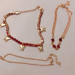 NIB 3pc Anklet Set 10-12 inches